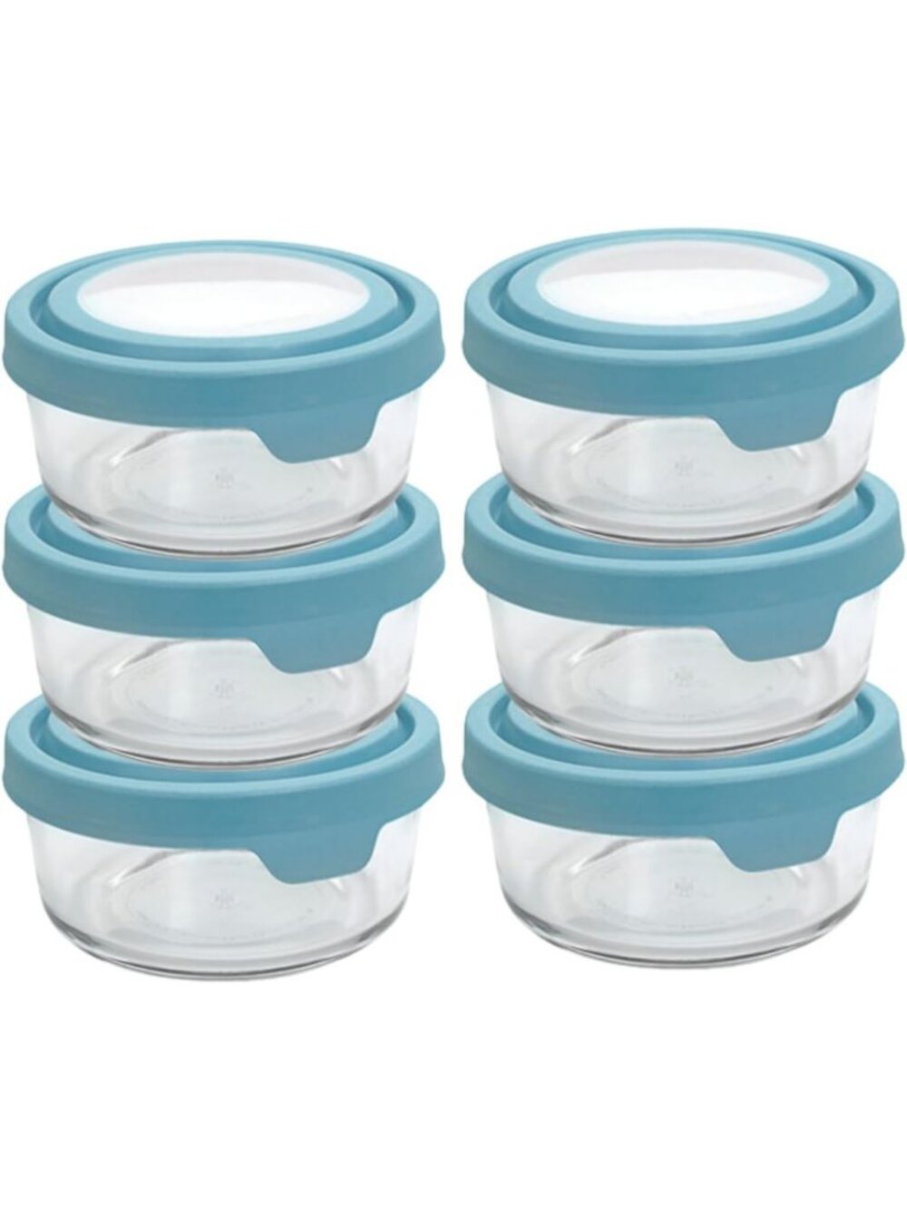 Set of 6 Glass Food Storage Containers with Lids - 2 Cup, TrueSeal, Mineral Blue